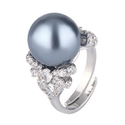 Urqanyu Gold Plated Copper Inlaid Mother-of-Pearl Butterfly Cubic Zirconia Ring 14mm