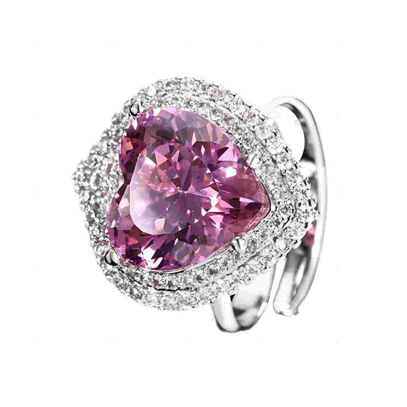 Urqanyu gold-plated copper simulated bird's nest cut dried rose heart-shaped cubic zirconia ring