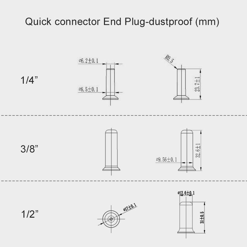 Quick Connect Fitting End Plug 1/4 and 3/8 inch Plug Combo Hose End Plug Pipe Plug RO Tube Plug