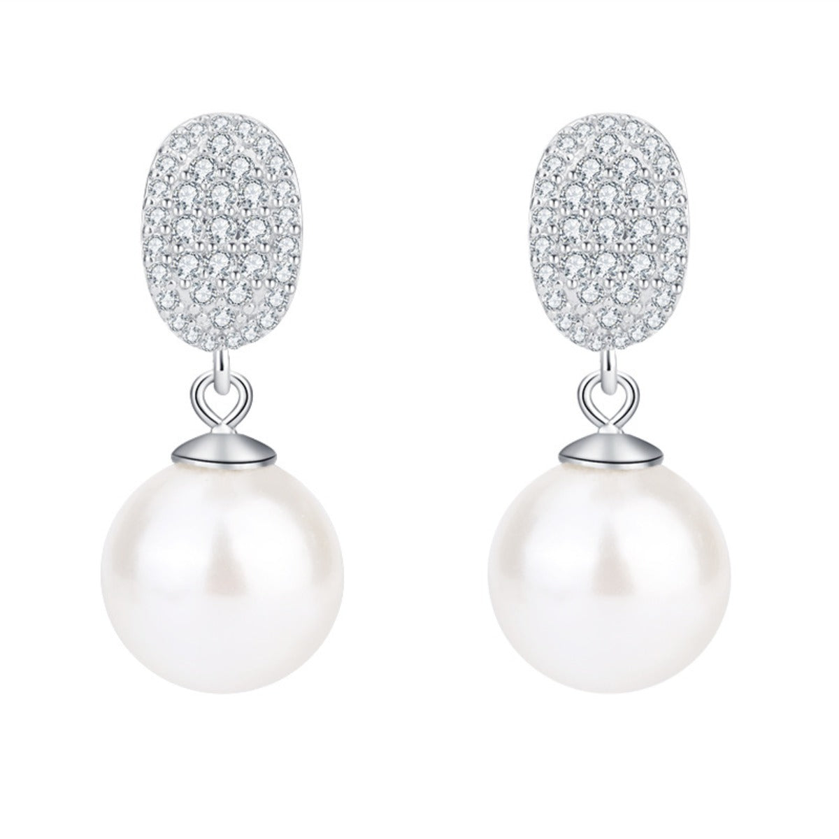 Urqanyu S925 Silver Inlay Mother of Pearl Fashion Cubic Zirconia Drop Earrings 12mm