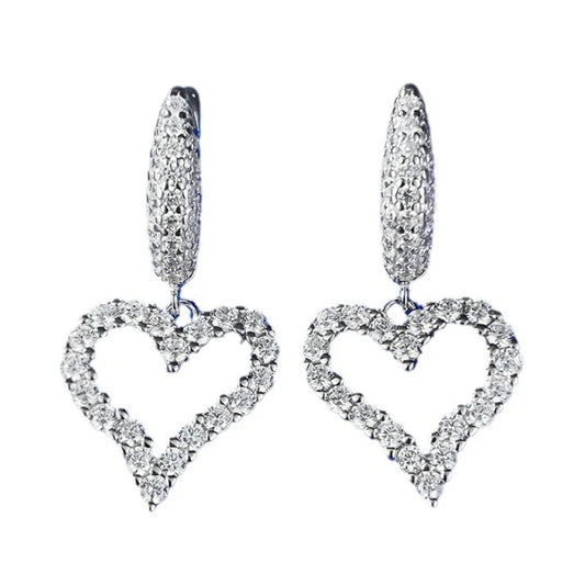 Urqanyu S925 silver irregular heart fashionable all-match cubic zirconia earrings