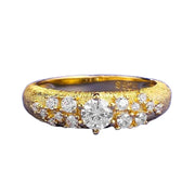 Urqanyu S925 silver gold-plated brushed sky full of stars exquisite simple style cubic zirconia ring