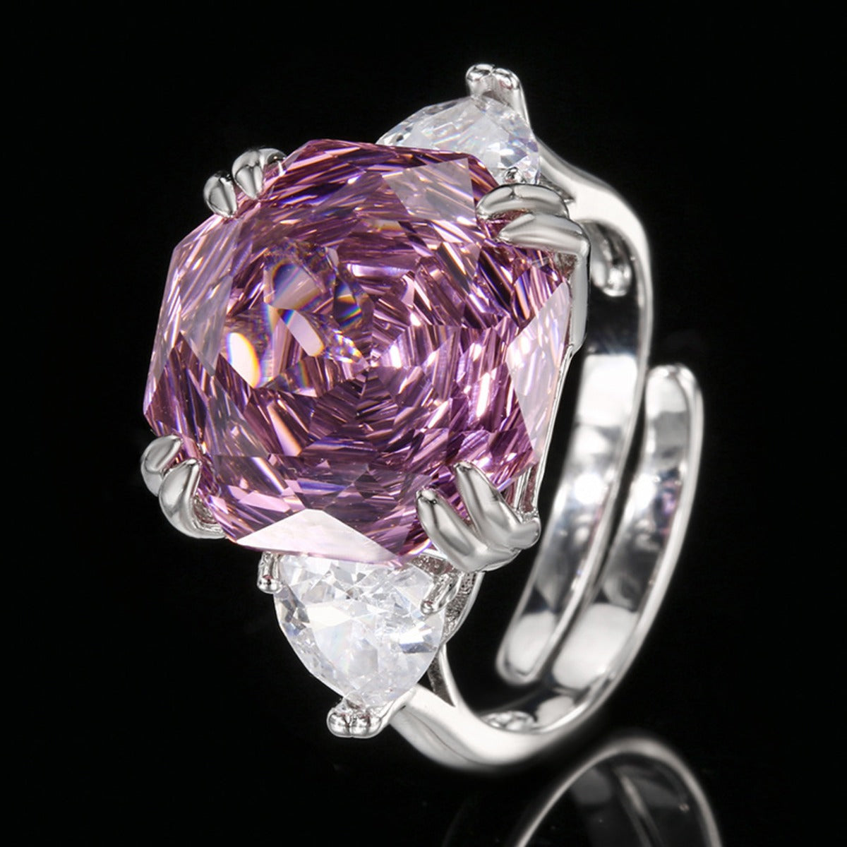 Urqanyu Copper-base gold-plated imitation rose-cut dried rose simple style cubic zirconia ring