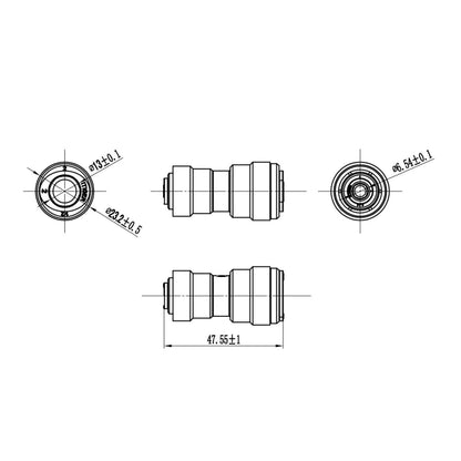 Push to Connect 1/2 x 1/4 inch Tubing, Plastic straight Union quick Connector for RO water system 1810-G