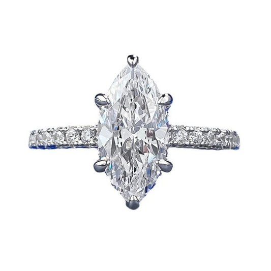 Urqanyu S925 silver fashion simple European and American crown goddess horse eye cubic zirconia couple ring