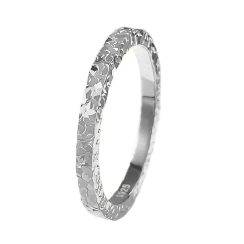 Urqanyu S925 sterling silver crushed ice ring niche design couple model