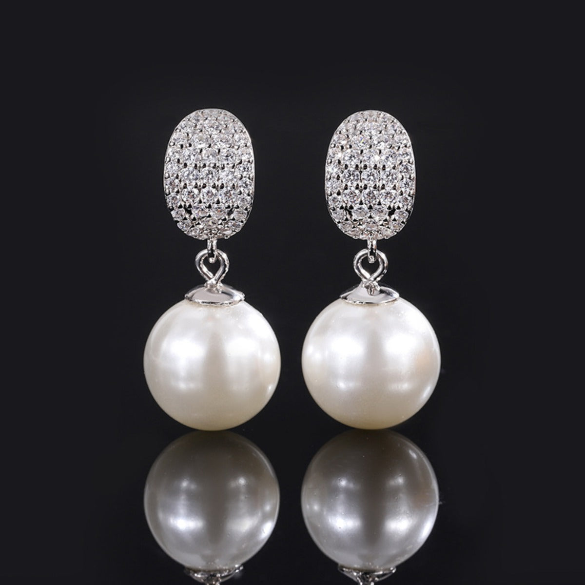 Urqanyu S925 Silver Inlay Mother of Pearl Fashion Cubic Zirconia Drop Earrings 12mm