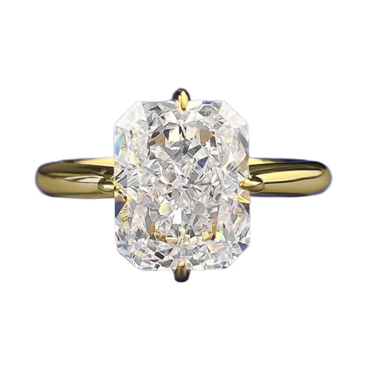Urqanyu S925 silver gold-plated white ice flower cut cubic zirconia ring 8*10