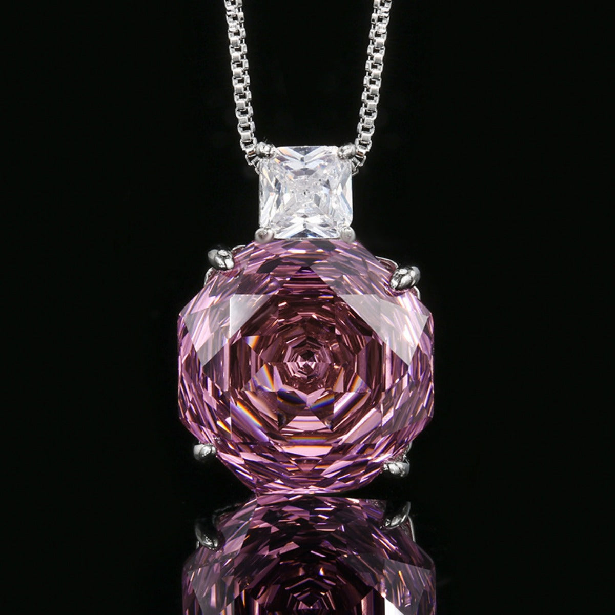 Urqanyu Copper-base gold-plated imitation rose-cut dried rose simple style cubic zirconia pendant necklace