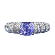 Urqanyu S925 silver inlaid purple cubic zirconia ring 6*6