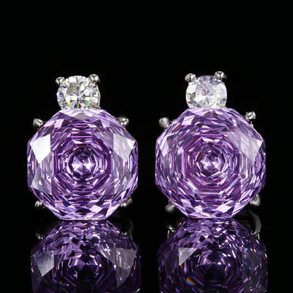 Urqanyu Copper-base gold-plated imitation rose-cut dried rose simple style cubic zirconia earrings