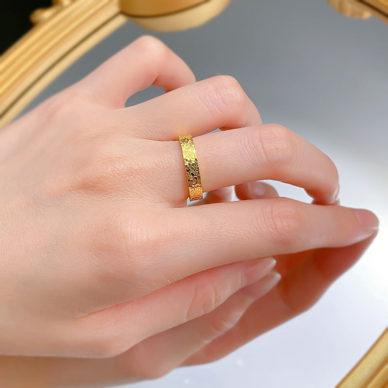 Urqanyu S925 sterling silver crushed ice ring niche design couple model