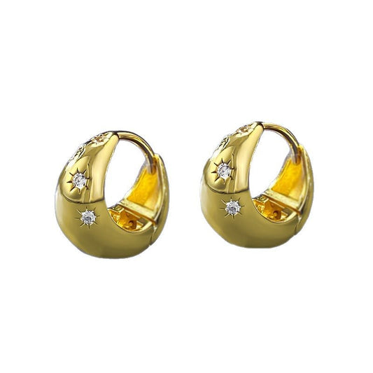 Urqanyu s925 silver gold-plated eight-pointed star fashionable all-match cubic zirconia earrings