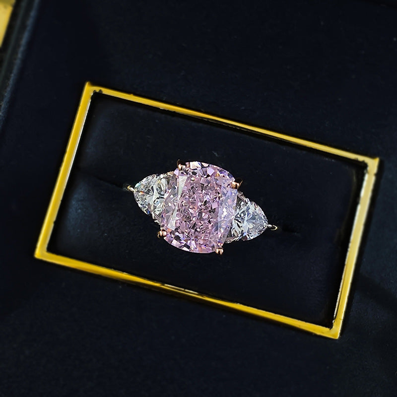 Urqanyu S925 silver inlaid pink diamond fashion OL cubic zirconia ring 8*10