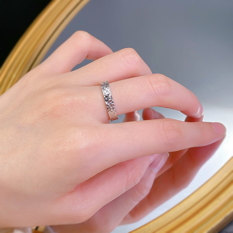 Urqanyu S925 sterling silver crushed ice ring niche design couple model