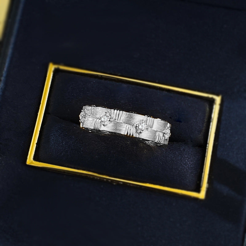Urqanyu Bracchiati brushed cubic zirconia ring Italian craft S925 silver