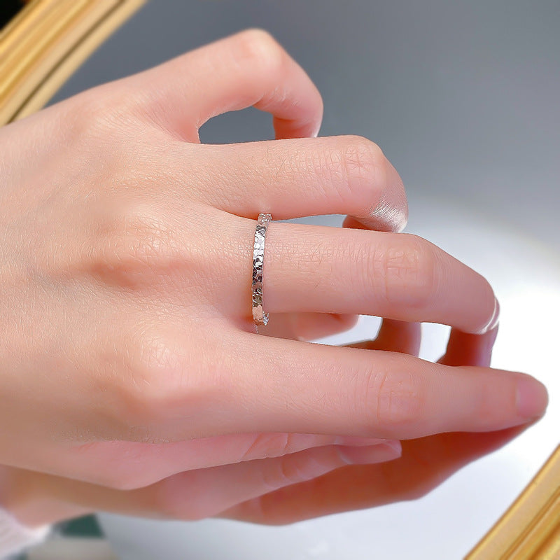 Urqanyu S925 sterling silver crushed ice ring niche design couple model