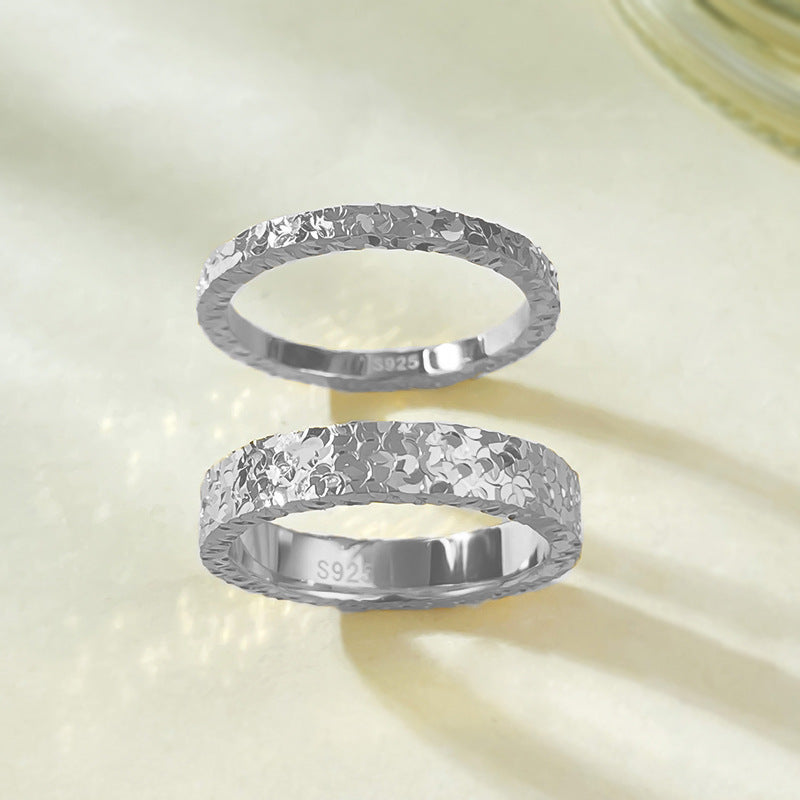 Urqanyu S925 sterling silver crushed ice ring niche design couple model