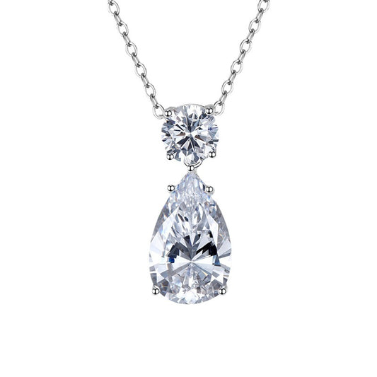 Urqanyu S925 silver 10*16mm water drop pendant personality temperament cubic zirconia necklace