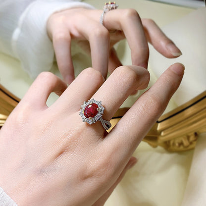 Urqanyu 925 silver pigeon egg oval luxury surround cubic zirconia ring 7*9