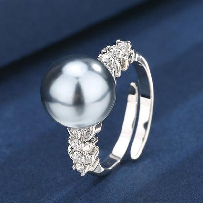 Urqanyu copper-based gold-plated simulated pearl simple style fashion cubic zirconia ring