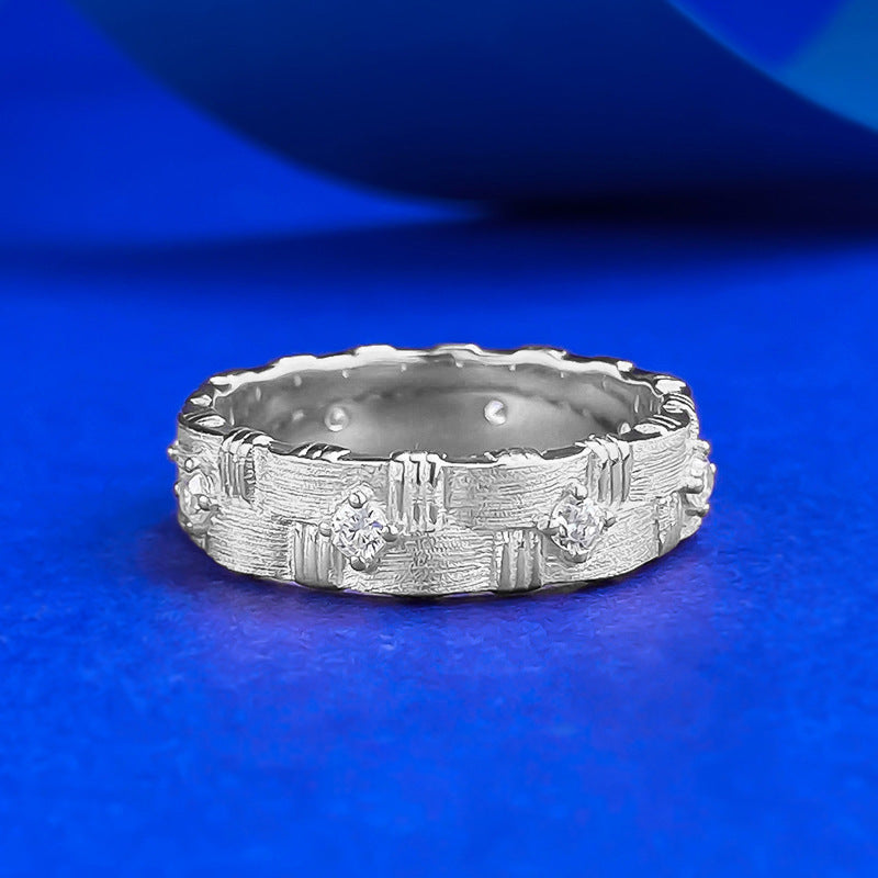 Urqanyu Bracchiati brushed cubic zirconia ring Italian craft S925 silver
