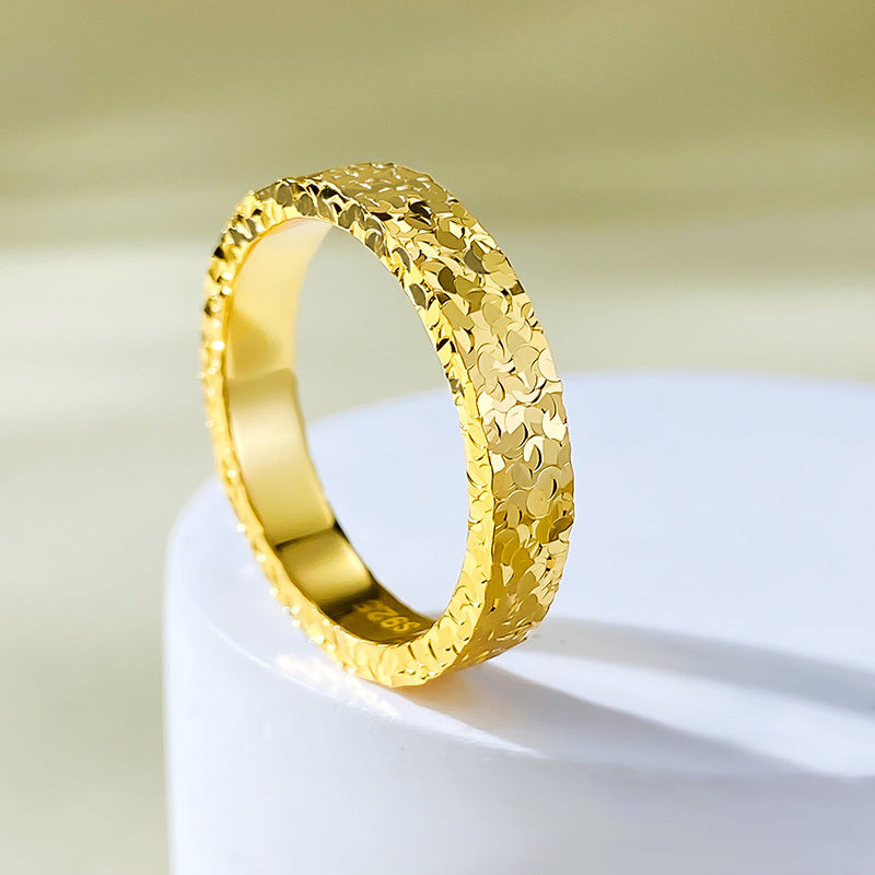 Urqanyu S925 sterling silver crushed ice ring niche design couple model