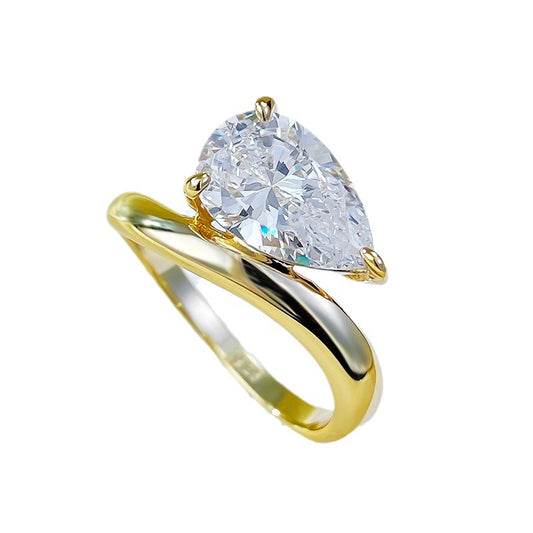 Urqanyu S925 silver fashion water drop cubic zirconia diamond ring 7*11