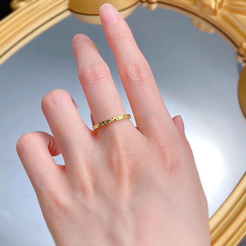 Urqanyu S925 sterling silver crushed ice ring niche design couple model