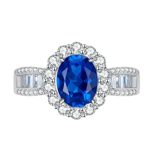 Urqanyu S925 silver luxury surround vintage oval cubic zirconia ring 7*9
