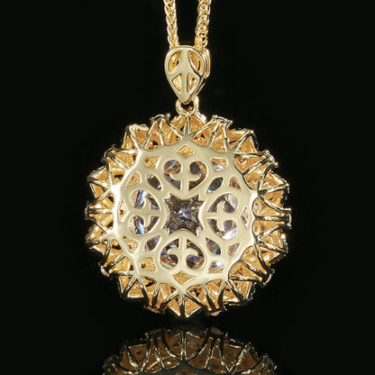 Urqanyu Copper-base gold-plated rose-cut elegant retro cubic zirconia pendant necklace