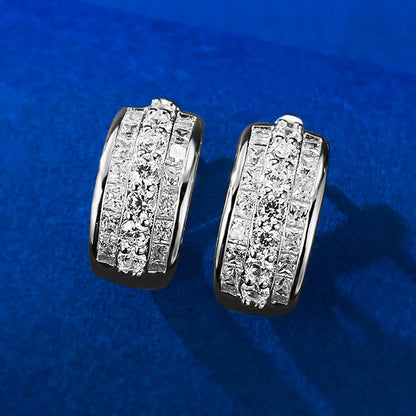Urqanyu S925 silver temperament c-shaped earrings simple and cool style cubic zirconia earrings