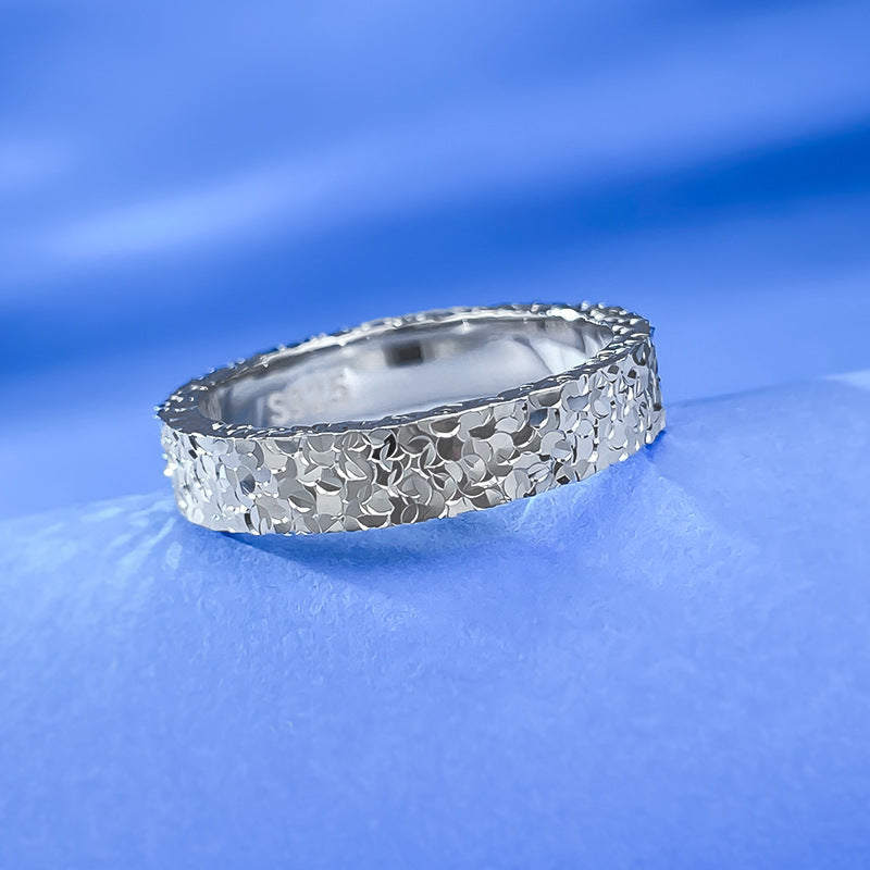 Urqanyu S925 sterling silver crushed ice ring niche design couple model