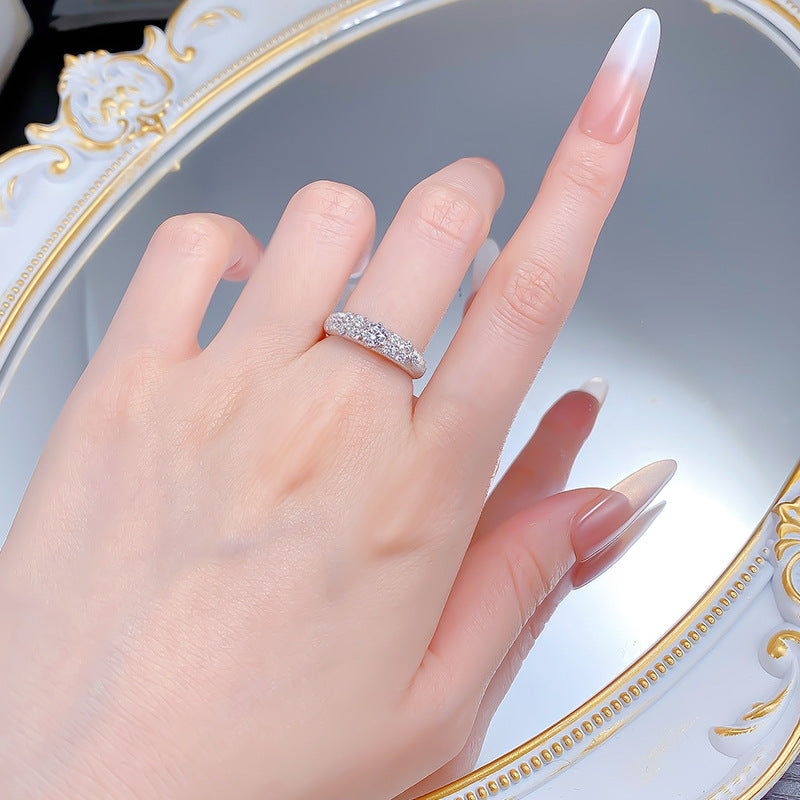 Urqanyu S925 silver gold-plated brushed sky full of stars exquisite simple style cubic zirconia ring