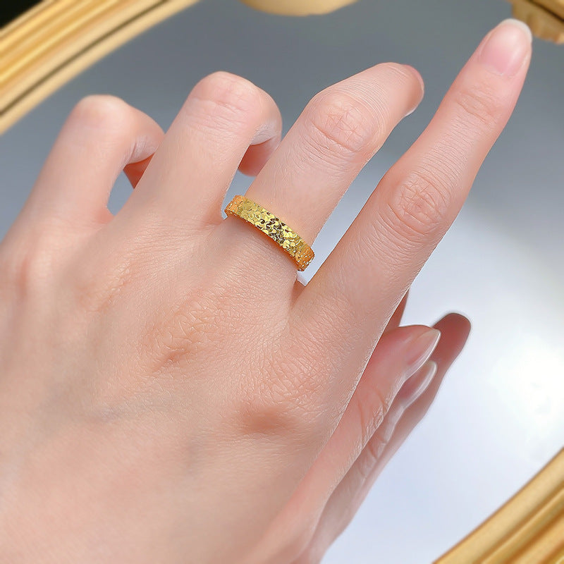 Urqanyu S925 sterling silver crushed ice ring niche design couple model