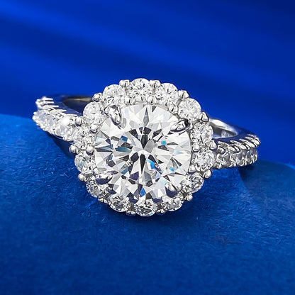 Urqanyu S925 silver simulated diamond round white diamond cubic zirconia ring 8mm