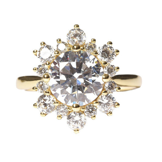 Urqanyu 925 silver shining snowflake cubic zirconia diamond ring 8mm