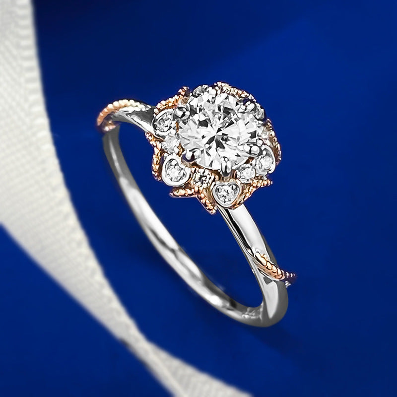 Urqanyu 925 silver 50-point simulated diamond bouquet cubic zirconia ring