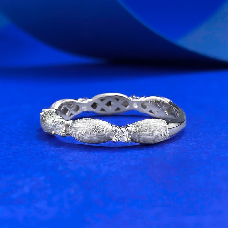 Urqanyu S925 silver Bubujia brushed Italian craft cubic zirconia gift ribbon ring
