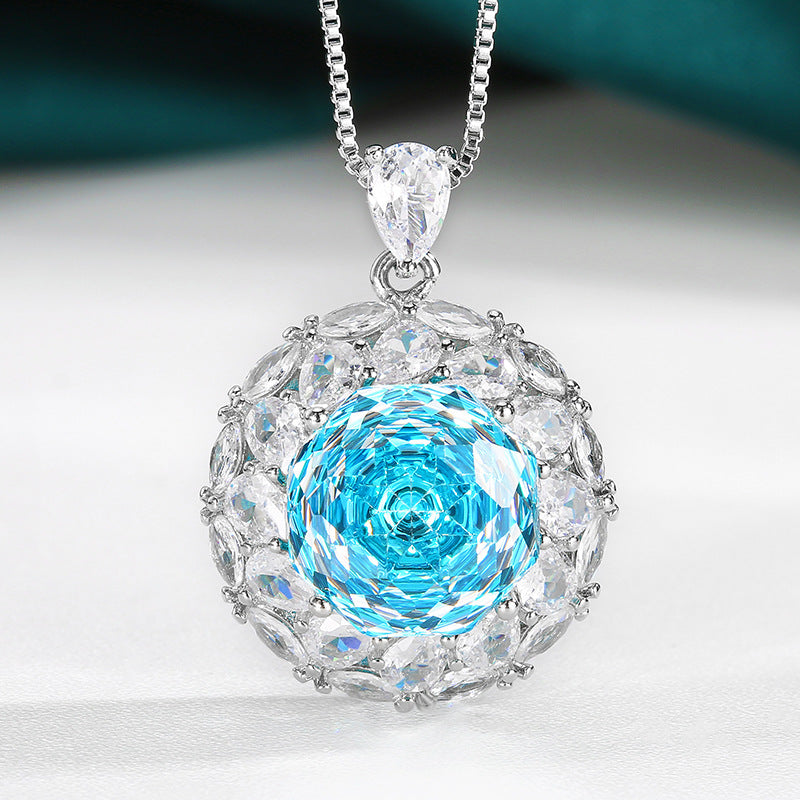 Urqanyu copper base gold-plated millennium cut gradient temperament cubic zirconia pendant necklace