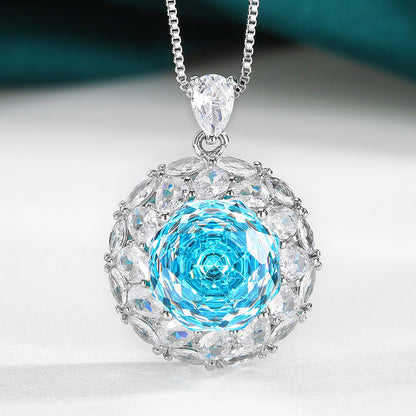 Urqanyu copper base gold-plated millennium cut gradient temperament cubic zirconia pendant necklace