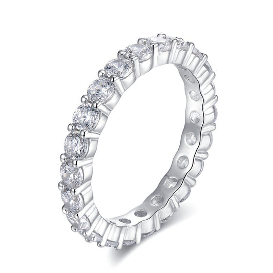 Urqanyu S925 silver fashion 3mm full diamond cubic zirconia ring