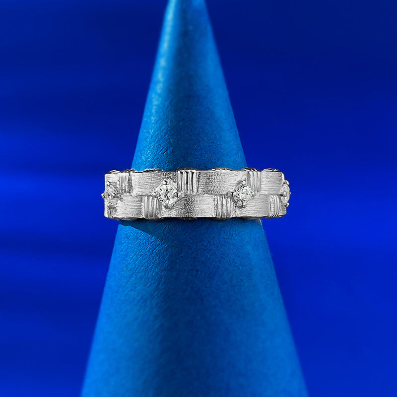 Urqanyu Bracchiati brushed cubic zirconia ring Italian craft S925 silver