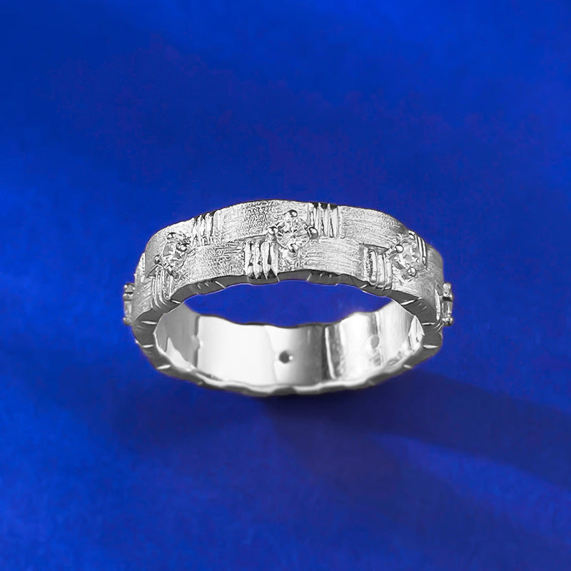 Urqanyu Bracchiati brushed cubic zirconia ring Italian craft S925 silver