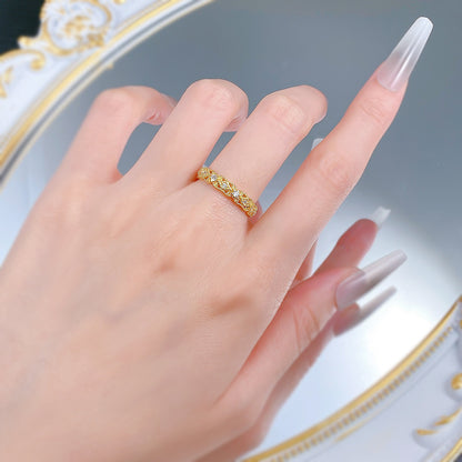 Urqanyu S925 silver retro palace lace hollow inlaid cubic zirconia diamond ring ring fashion
