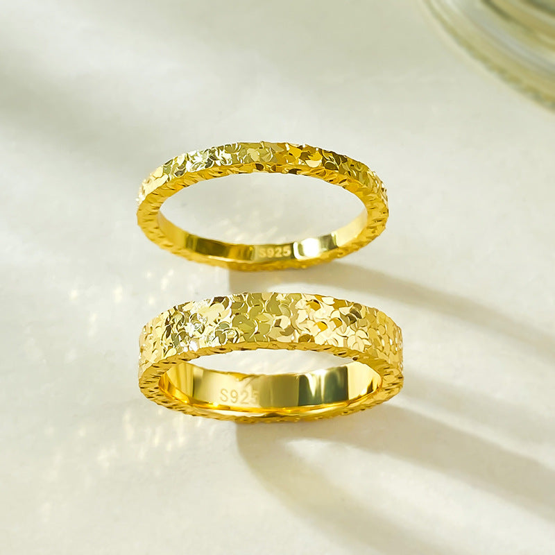 Urqanyu S925 sterling silver crushed ice ring niche design couple model
