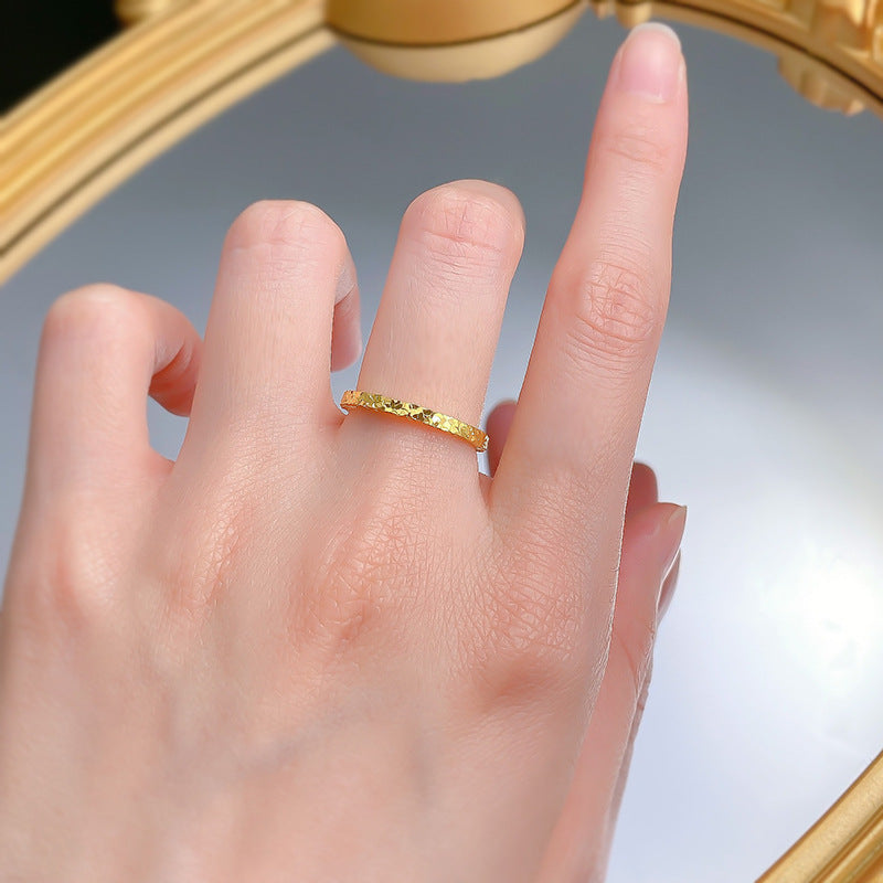 Urqanyu S925 sterling silver crushed ice ring niche design couple model