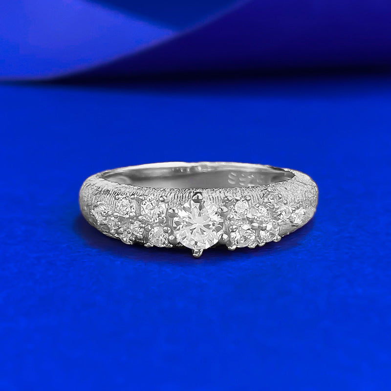 Urqanyu S925 silver gold-plated brushed sky full of stars exquisite simple style cubic zirconia ring