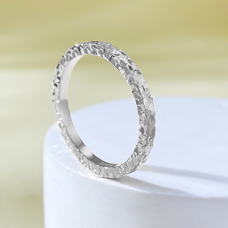 Urqanyu S925 sterling silver crushed ice ring niche design couple model
