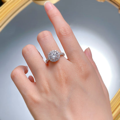 Urqanyu S925 silver simulated diamond round white diamond cubic zirconia ring 8mm